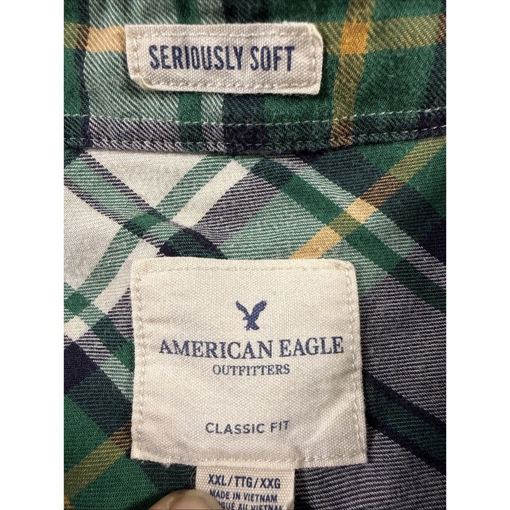 American Eagle Outfitters Shirt Mens 2XL Plaid Long Sleeve Flannel Button Up